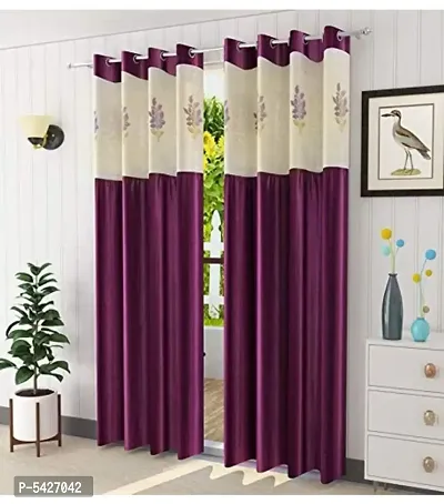 Stylish Magenta Polyester Long Door Curtains- 2 Pieces