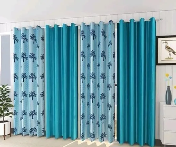 wisk n twiskHeavy Supremo Set of 4Curtains for Door Bedroom, Living Room and Kids Room, Home Dcor Fashion Printed Set of 2 Curtains with Stainless Steel Rings 201