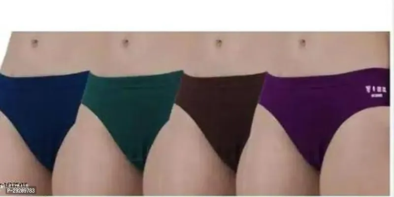 Stylish Multicoloured Cotton Solid Panty For Women Pack Of 4-thumb0