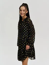 Stylish Black Chiffon Printed Dress For Women-thumb2
