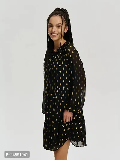 Stylish Black Chiffon Printed Dress For Women-thumb3