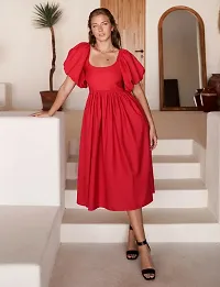 Stylish Red Crepe Printed Dress For Women-thumb2