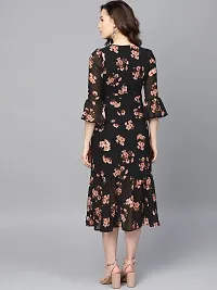 Stylish Black Crepe Printed Dress For Women-thumb1