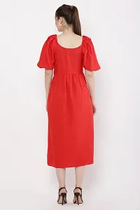 Stylish Red Crepe Printed Dress For Women-thumb1