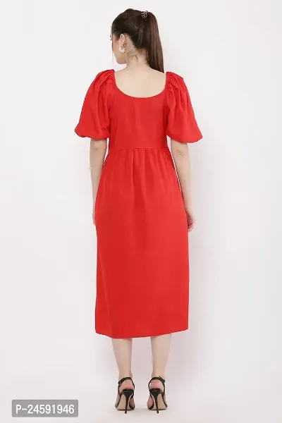 Stylish Red Crepe Printed Dress For Women-thumb2