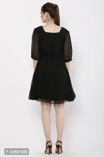 Stylish Black Georgette Printed Dress For Women-thumb5