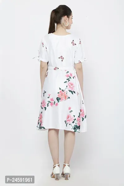Stylish White Satin Printed Dress For Women-thumb4
