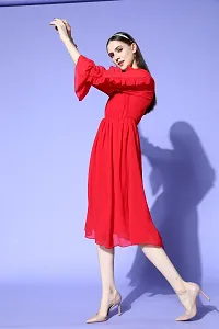 Stylish Red Chiffon Printed Dress For Women-thumb2