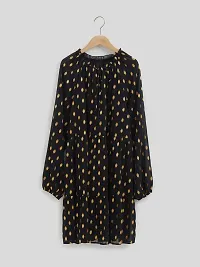 Stylish Black Chiffon Printed Dress For Women-thumb3