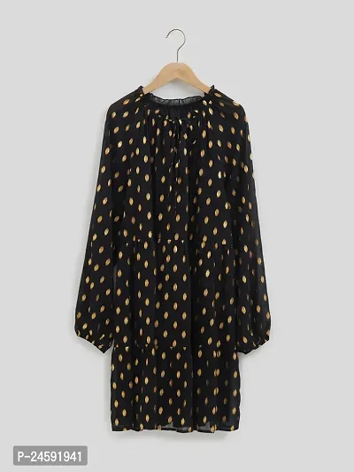 Stylish Black Chiffon Printed Dress For Women-thumb4