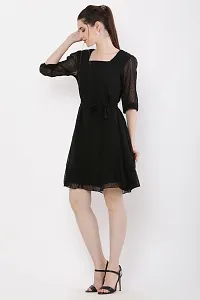 Stylish Black Georgette Printed Dress For Women-thumb1
