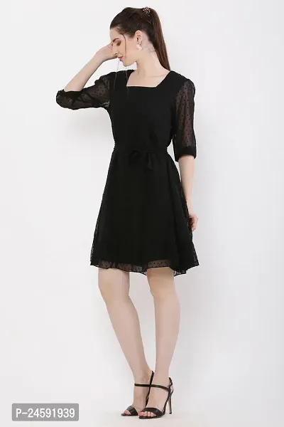 Stylish Black Georgette Printed Dress For Women-thumb2