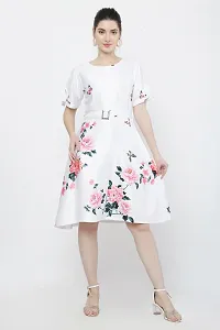 Stylish White Satin Printed Dress For Women-thumb2