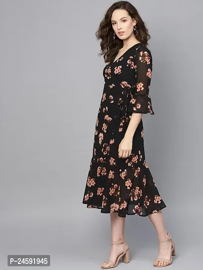 Stylish Black Crepe Printed Dress For Women-thumb3