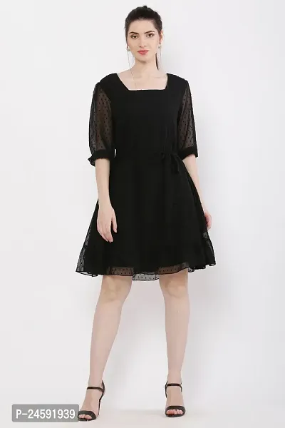Stylish Black Georgette Printed Dress For Women-thumb4