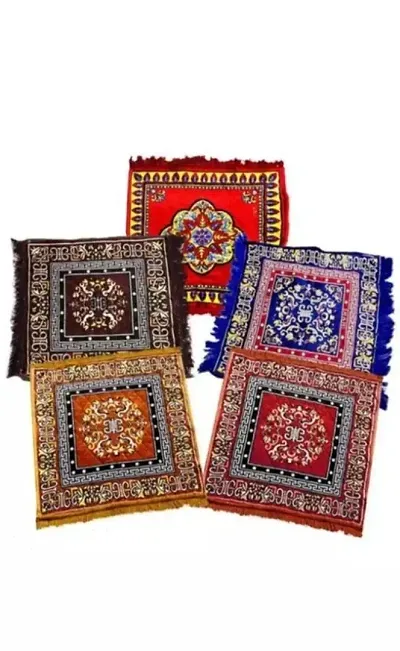 Om Phool Batti Handcrafted Velvet Aasan Met for Pooja | Prayer | Meditation | Meditation Mat (Multi-Colour)