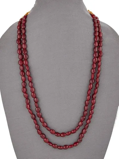 Semi Precious Two Layered Jade And Pearl Mala Necklace For Women