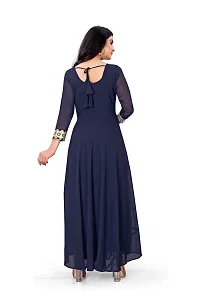 Stylish Blue Embroidered Georgette Gown-thumb1
