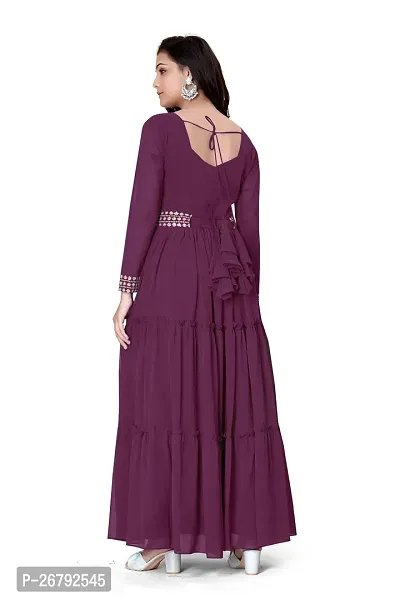 Stylish Purple Embroidered Georgette Gown-thumb2
