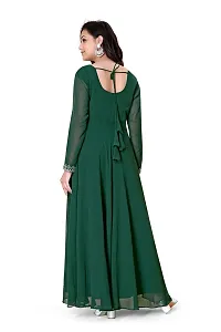 Stylish Green Embroidered Georgette Gown-thumb1