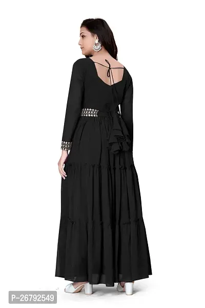 Stylish Black Embroidered Georgette Gown-thumb2