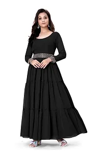 Stylish Black Embroidered Georgette Gown-thumb2