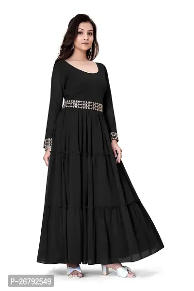 Stylish Black Embroidered Georgette Gown-thumb4