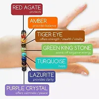 GEMTUB Combo of Natural handcrafted ?7 Chakra Lava(Volcano) Stone Bracelet For Reiki Healing Balancing Energy Stress Relief Natural Gemstone Round Beads Bracelet Yoga Aromatherapy Bracelet For Unisex-thumb2