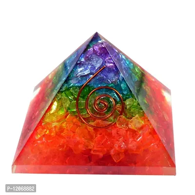 GEMTUB Handcrafted Natural 7 Chakra Stone Orgone Pyramid for Reiki Healing, Feng Shui, Vastu, Crystal Healing, Meditation, Vastu Correction, Reiki Grid and Aura Cleaning, (50-60mm)-thumb5