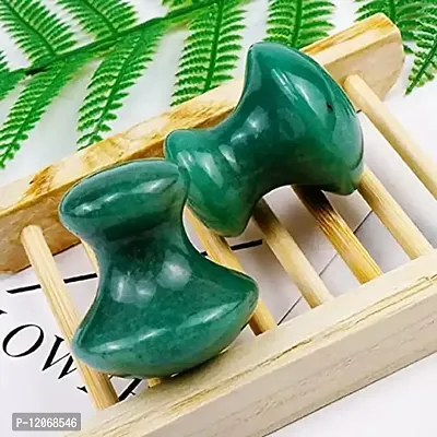 GEMTUB Natural Green Jade Gua Sha Stone Massage Tool Mushroom Shape for Microcirculation Boost Radiance of Complexion Anti-aging Beauty Therapy for Skin Removes Toxins Prevents Wrinkles. (Green Jade)-thumb2