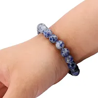 GEMTUB Certified Natural Sodalite Crystal Bracelet Round Beads 8 mm Stone Bracelet for Reiki Healing and Crystal Healing Stones Bracelet-thumb4