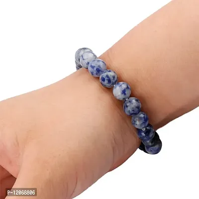 GEMTUB Certified Natural Sodalite Crystal Bracelet Round Beads 8 mm Stone Bracelet for Reiki Healing and Crystal Healing Stones Bracelet-thumb5