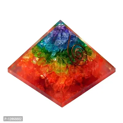 GEMTUB Handcrafted Natural 7 Chakra Stone Orgone Pyramid for Reiki Healing, Feng Shui, Vastu, Crystal Healing, Meditation, Vastu Correction, Reiki Grid and Aura Cleaning, (50-60mm)-thumb2