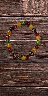 PAIXON Natural Handcrafted Multi Onyx Bracelet 7 Chakra Bracelet Om Mani Bracelet |Om Mani Padme Hum Bracelet Engraved 10 mm Beads Crystal Stone Bracelet-thumb1