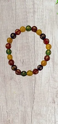 GEMTUB Natural Handcrafted Multi Onyx Bracelet 7 Chakra Bracelet Om Mani Bracelet |Om Mani Padme Hum Bracelet Engraved 10 mm Beads Crystal Stone Bracelet-thumb2