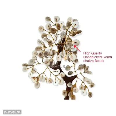 GEMTUB Handcrafted Natural Gomti Chakra Bonsai Fortune Tree for Wealth  Prosperity-Home Office D?cor Spiritual Gift with Golden Wire and 100 Beads Size 7-8 Inches-thumb3