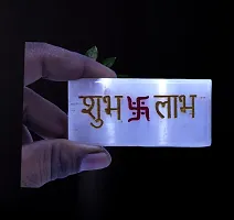 GEMTUB Shubh Labh swastik Symbols Engraved Selenite Stick Selenite Cuboid Stick?Engraved Sel?Selenite Crystal Stone Charging Plate Size 4 Inch Approx-thumb2