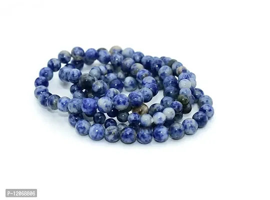 GEMTUB Certified Natural Sodalite Crystal Bracelet Round Beads 8 mm Stone Bracelet for Reiki Healing and Crystal Healing Stones Bracelet-thumb2