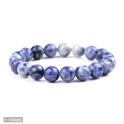 GEMTUB Certified Natural Sodalite Crystal Bracelet Round Beads 8 mm Stone Bracelet for Reiki Healing and Crystal Healing Stones Bracelet-thumb0