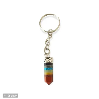 GEMTUB 7 chakra Pencil Keychain Handcrafted made with Natural seven Chakra Gemstone Each Stone has his own Healing Specialty for Women and Men-thumb0