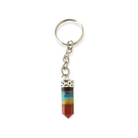 GEMTUB 7 chakra Pencil Keychain Handcrafted made with Natural seven Chakra Gemstone Each Stone has his own Healing Specialty for Women and Men