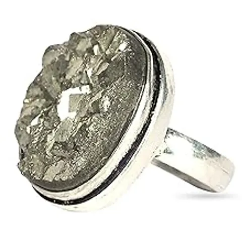 Pack of 1 Adjustable Pyrite Ring Pyrite Druzy Ring Harness the Benefits of Pyrite Protective Energy in Style also Attract Wealth and Prosperity