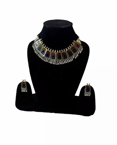 Oxidised Morpankh Necklace Set