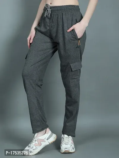 Female cotton cargo style trackpants for casual wear, sleepwear, yoga and evening wear with zipper pocket-thumb0