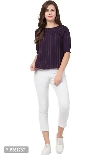 Classic Crepe Striped Tops for Women-thumb0