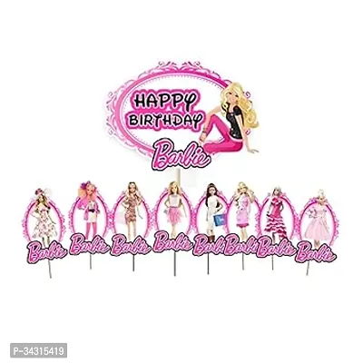 Suruchi Strokes Barbie theme birthday party decoration items for little princess baby girl (Cake Topper Set)-thumb0