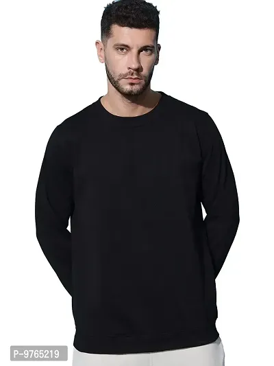 Moyzikh Men's Polyester Blend Round Neck Sweatshirt(Sweatshirts-BLACK-M_Black_M)