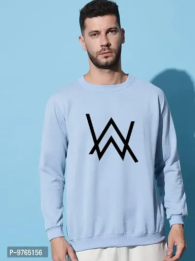 Moyzikh Men's Walkerger Print Polyester Blend Sweatshirt Light Blue