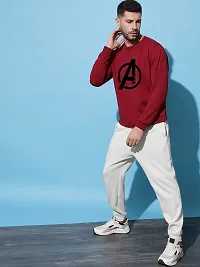 Moyzikh Men's Avenger Print Polyester Blend Sweatshirt Maroon-thumb2