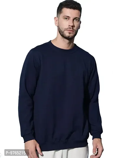 Moyzikh Men's Polyester Blend Round Neck Sweatshirt(Sweatshirts-NAVY-XL_Dark Blue_XL)